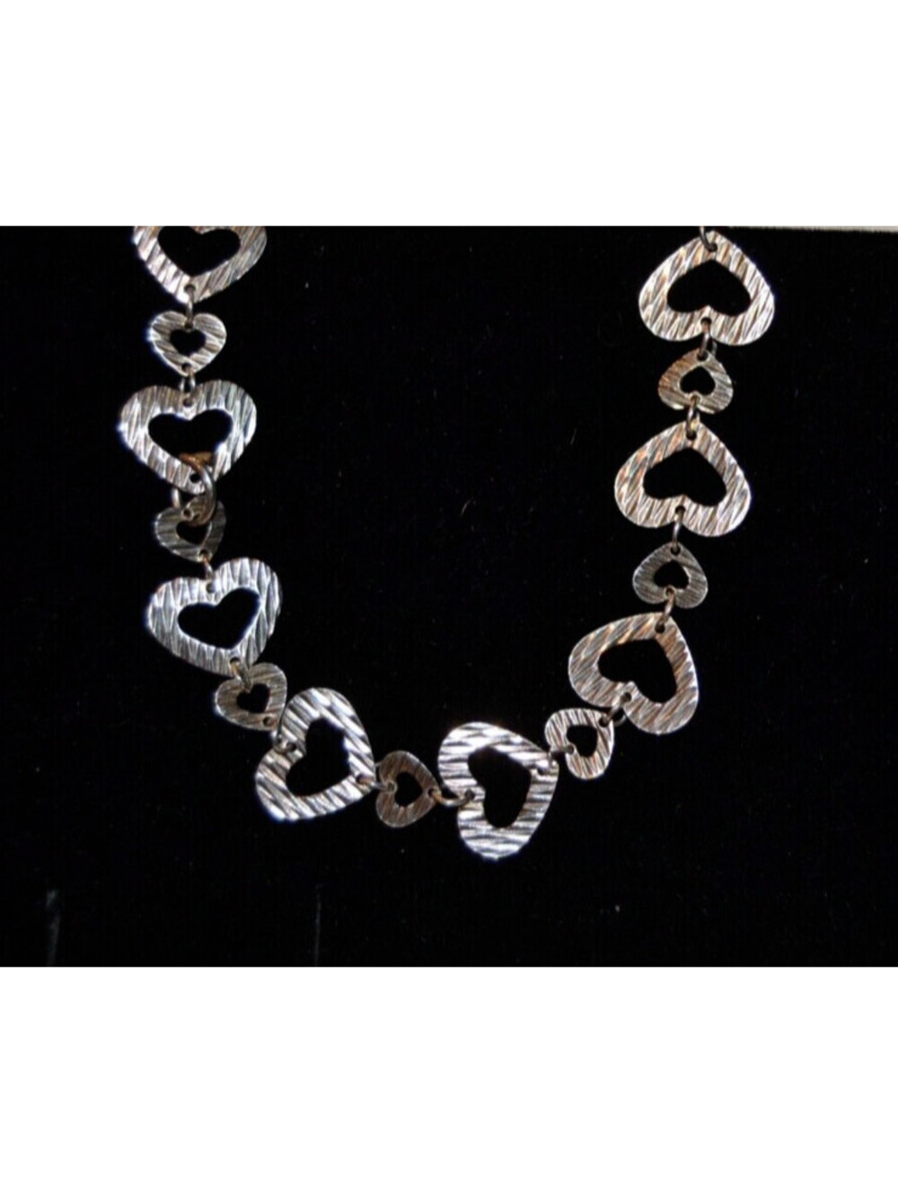 Vintage Milor Italy .925 Sterling Silver Textured Heart Love Link Bracelet 7.5”